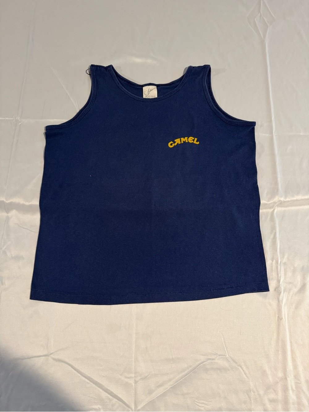 Vintage Camel Navy Tank Top with Yellow Logo OSFA